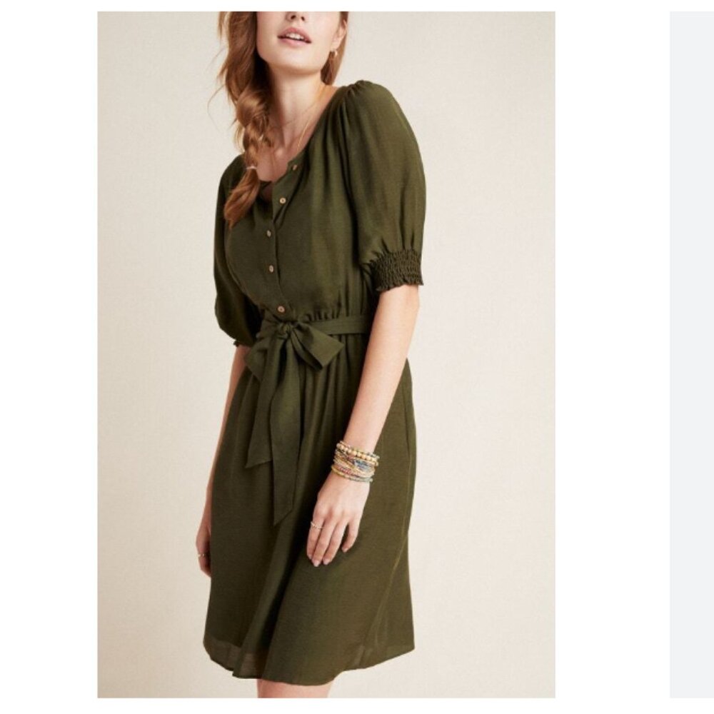 Anthropologie Forest Green Midi Dress